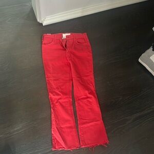 Mother ankle fray pink jeans